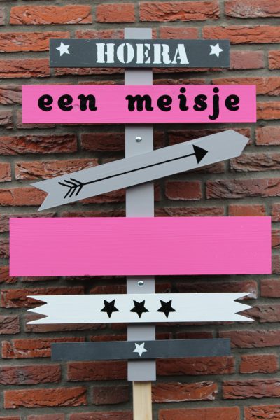 Geboortebord Pijlen roze