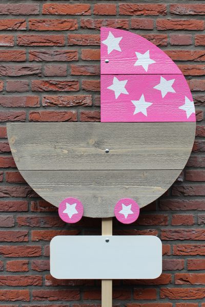 Geboortebord Kinderwagen roze